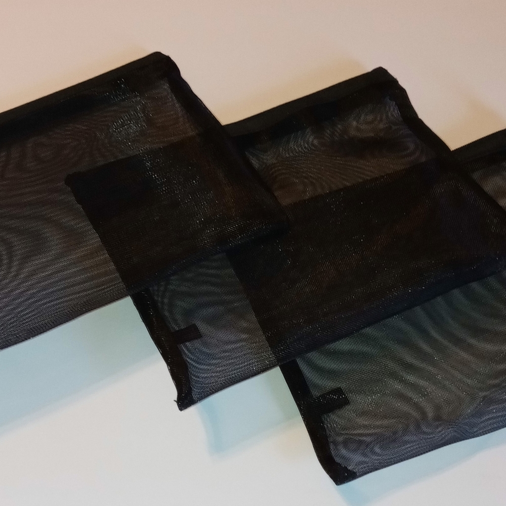3 Black Mesh Cosmetic Travel Bags